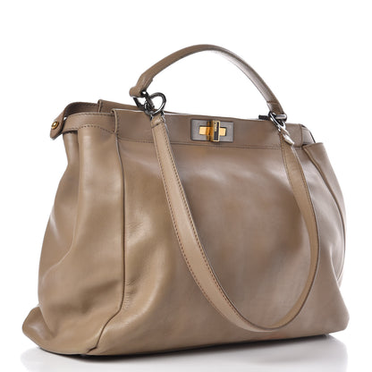 Fendi Vitello Saddle Ayers Large Peekaboo Iconic Satchel Argilla Saddle 4 of 20