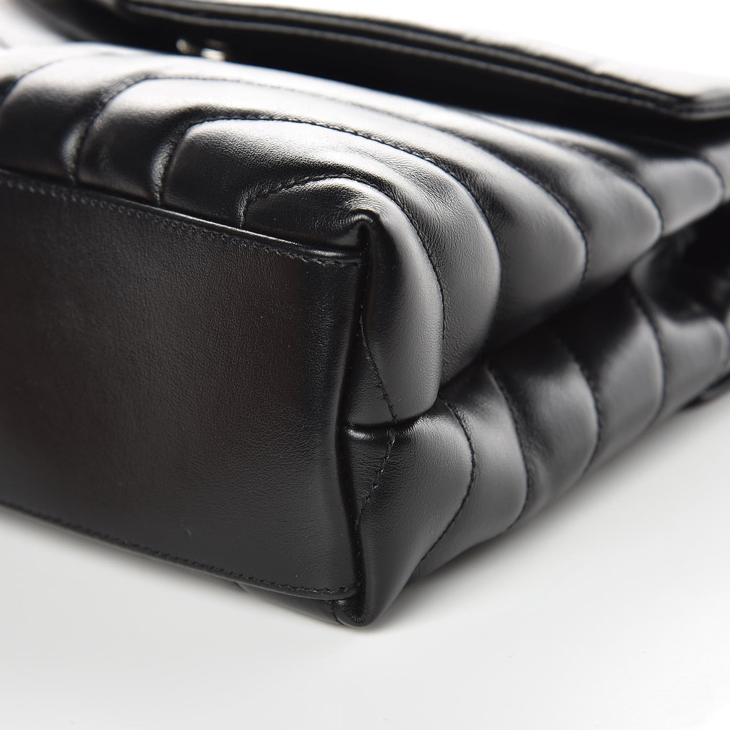 Calfskin Y Quilted Monogram Small Loulou Chain Satchel Black