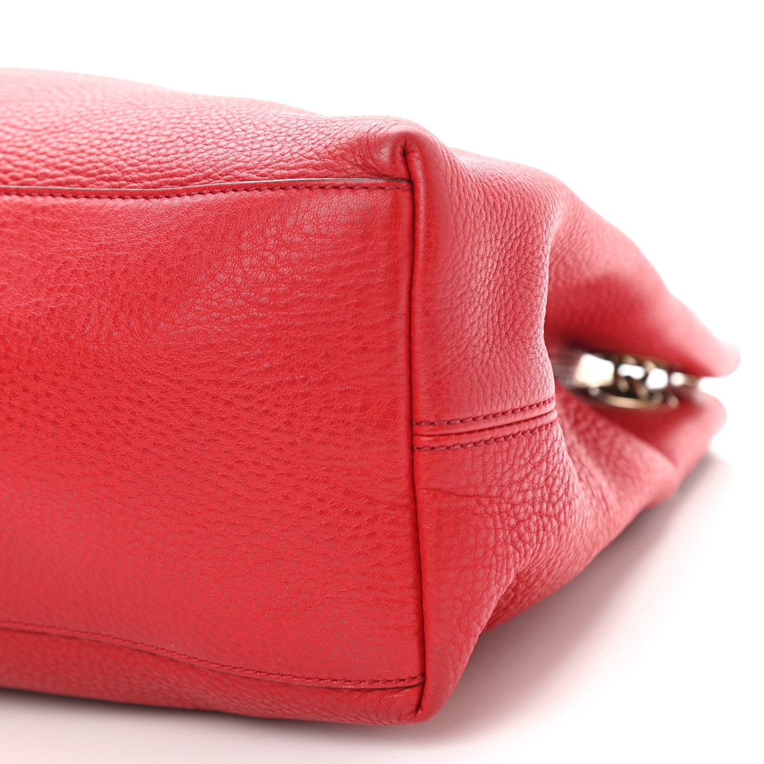 Gucci Pebbled Calfskin Medium Soho Chain Shoulder Bag Red 9 of 14