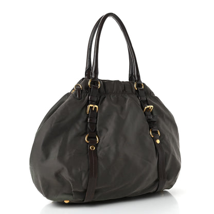 Prada Tessuto Nylon Jacquard Logo Tote Fumo 2 of 5