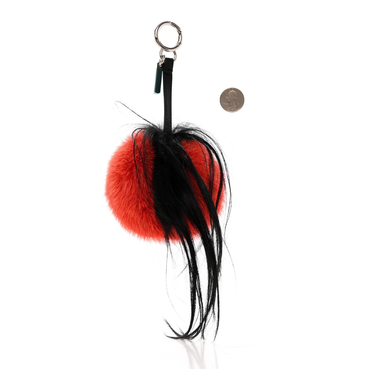 Fendi Fox Mink Rabbit Fur Kooky Monster Bag Bug Charm Tangerine Black 2 of 6