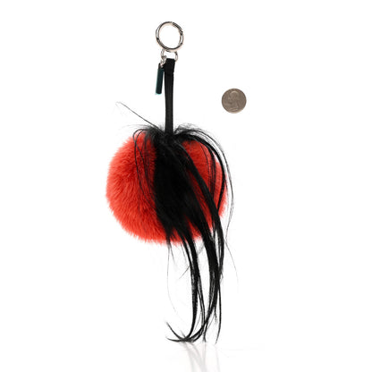Fendi Fox Mink Rabbit Fur Kooky Monster Bag Bug Charm Tangerine Black 2 of 6