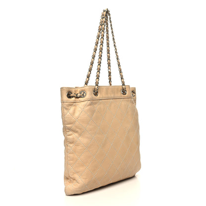 Chanel Lambskin Quilted Shopping Tote Beige 3 of 12