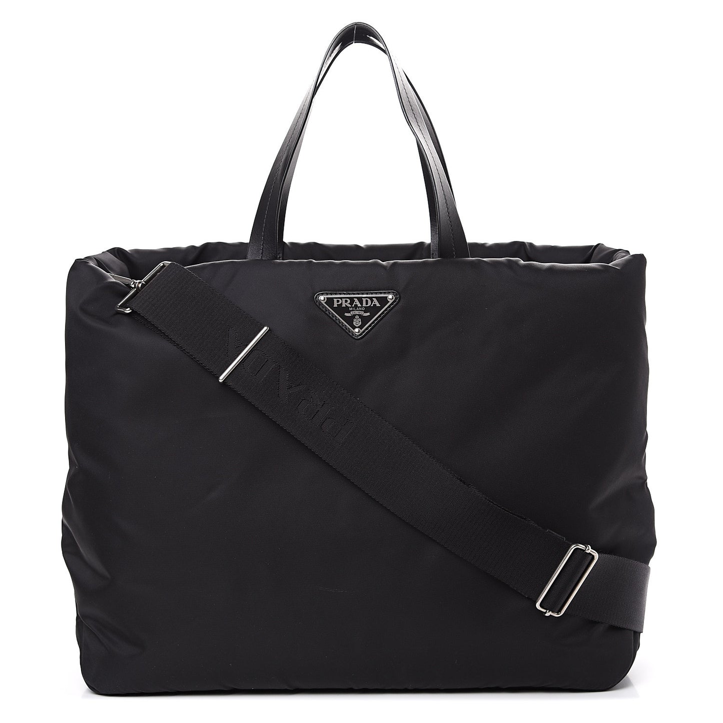 Tessuto Nylon Soft Calfskin Tote Black