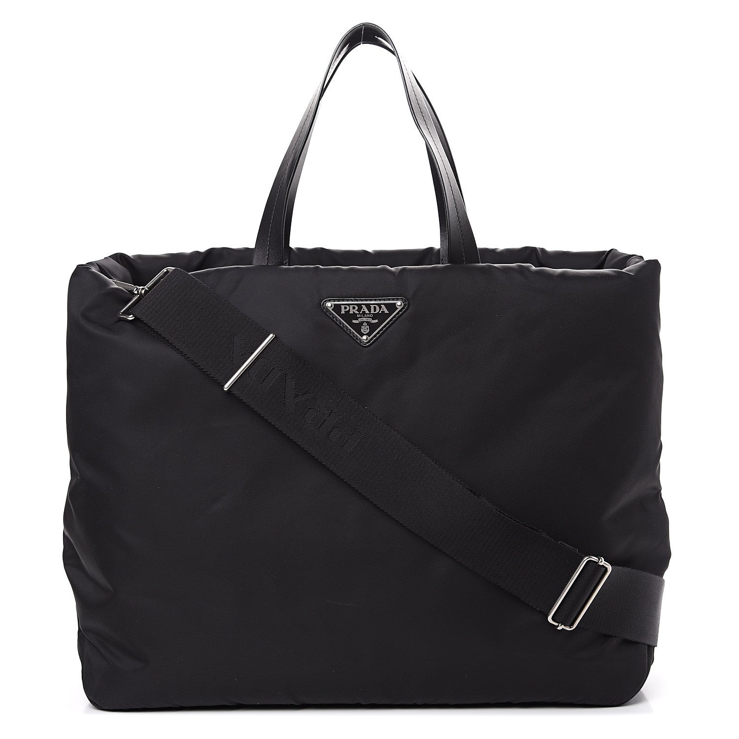 Prada Tessuto Nylon Soft Calfskin Tote Black 1 of 9