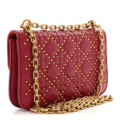 Christian Dior Lambskin Cannage Studded Small Dioraddict Flap Bag Red 3 of 11