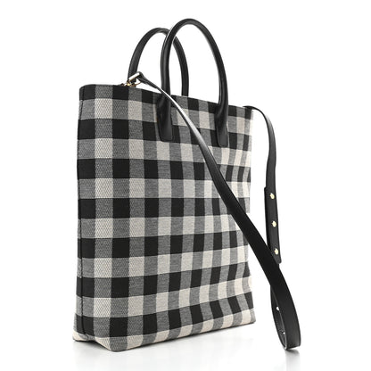 Mansur Gavriel Canvas Gingham Check North South Tote Black White 2 of 10