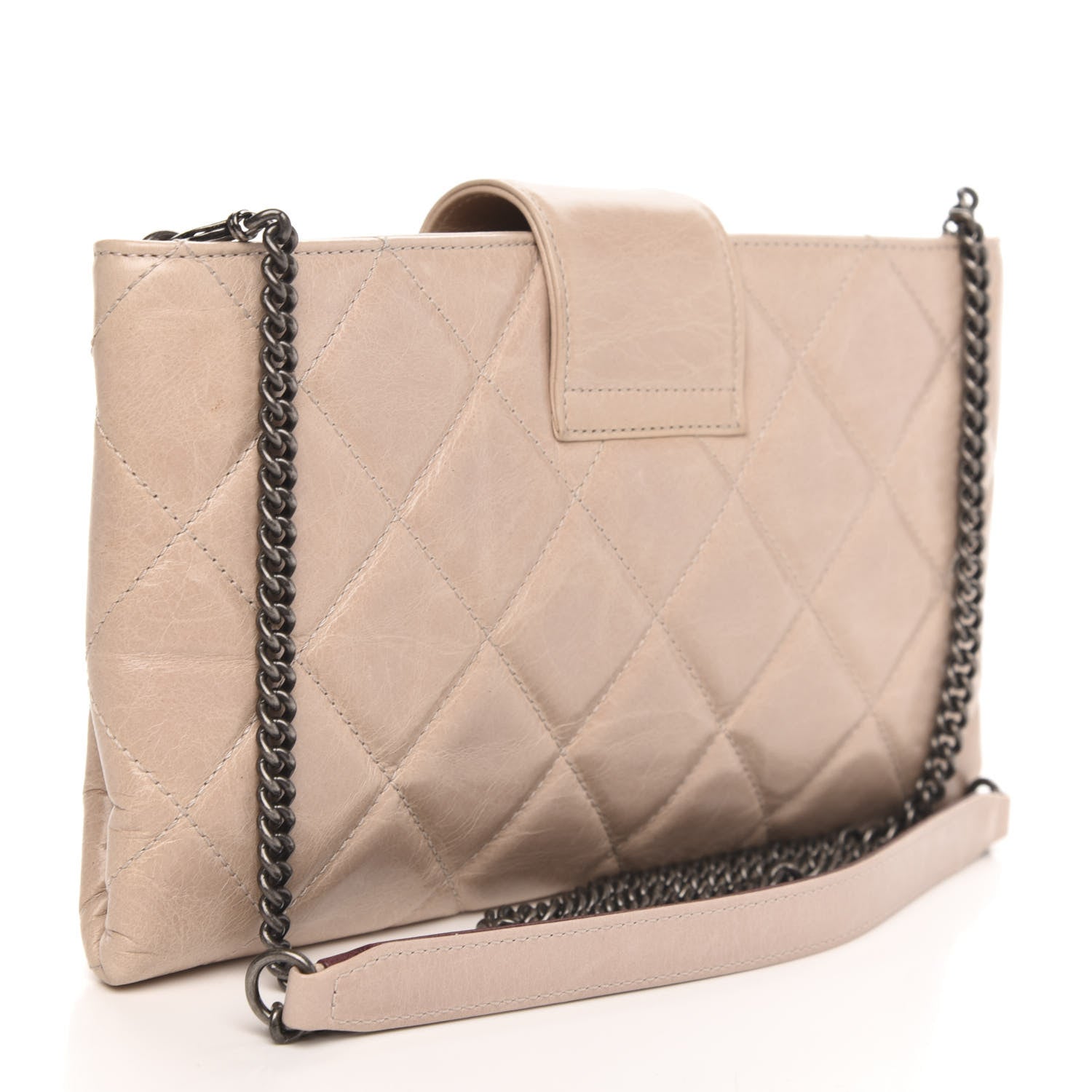 Chanel Glazed Calfskin Quilted Coco Pleats Chain Clutch Light Pink 3 of 12