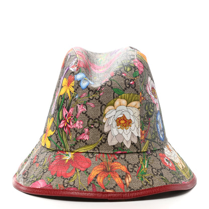 Gucci GG Supreme Monogram Flora Fedora Hat M Red 3 of 9