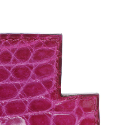 Hermes Shiny Niloticus Crocodile Kelly Cut Pochette Rose Scheherazade 18 of 21