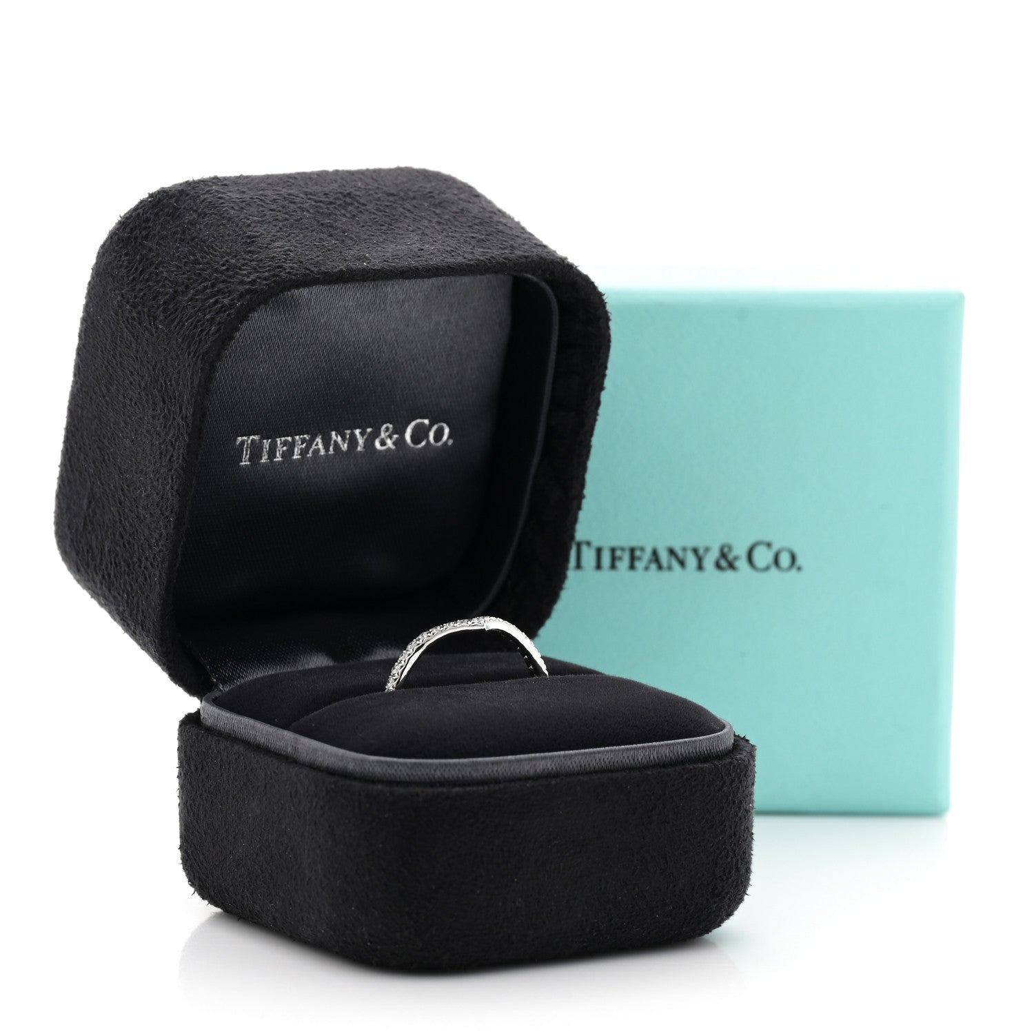 Tiffany Platinum Diamond Soleste V Band Ring 53 6.5 5 of 5