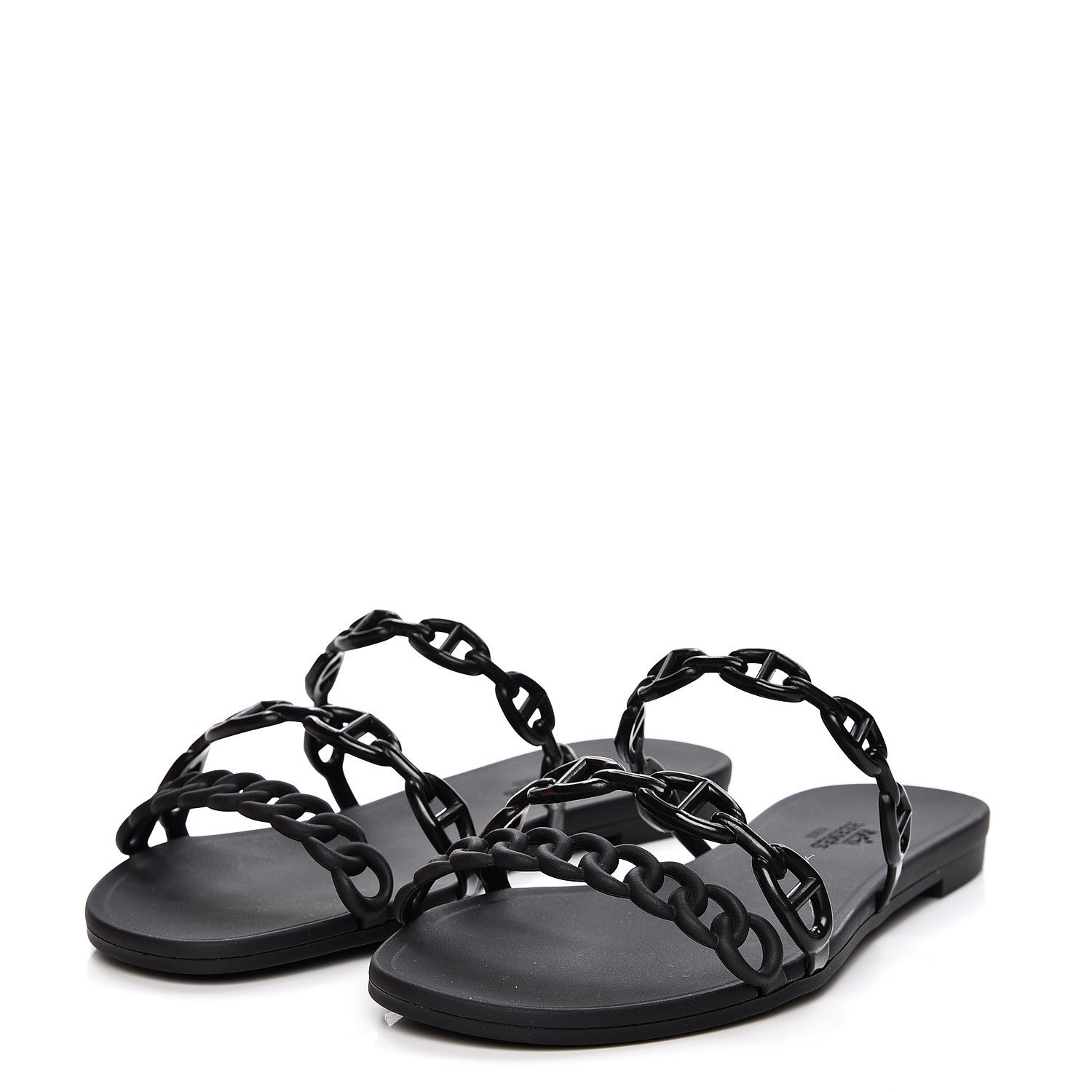 Hermes Rubber Chaine d'Ancre Rivage Sandals 37 Black 3 of 8