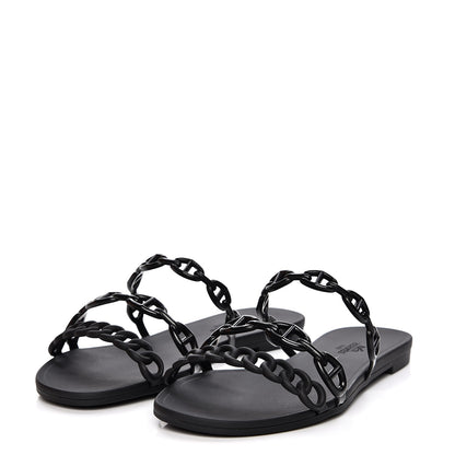 Hermes Rubber Chaine d'Ancre Rivage Sandals 37 Black 3 of 8