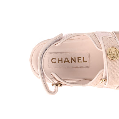 Chanel Calfskin Printed Velcro Dad Sandals 37 Pink 7 of 9