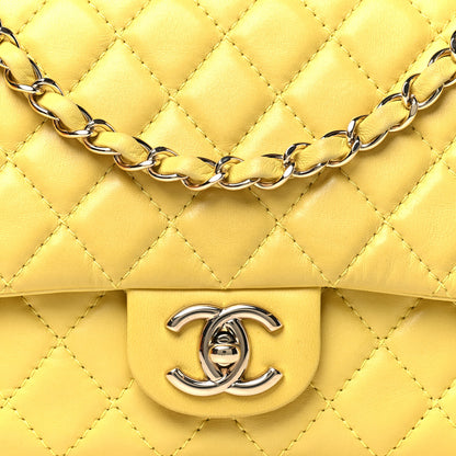 Chanel Lambskin Quilted Medium Double Flap Yellow 8 of 12
