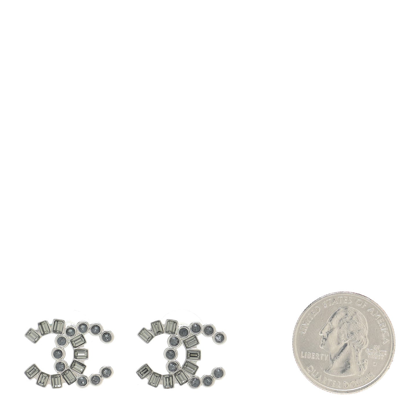 Baguette Crystal CC Earrings Grey Green