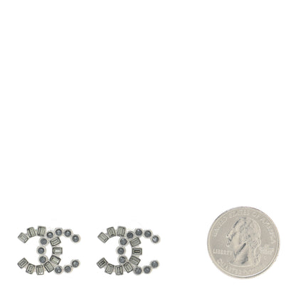 Chanel Baguette Crystal CC Earrings Grey Green 2 of 8