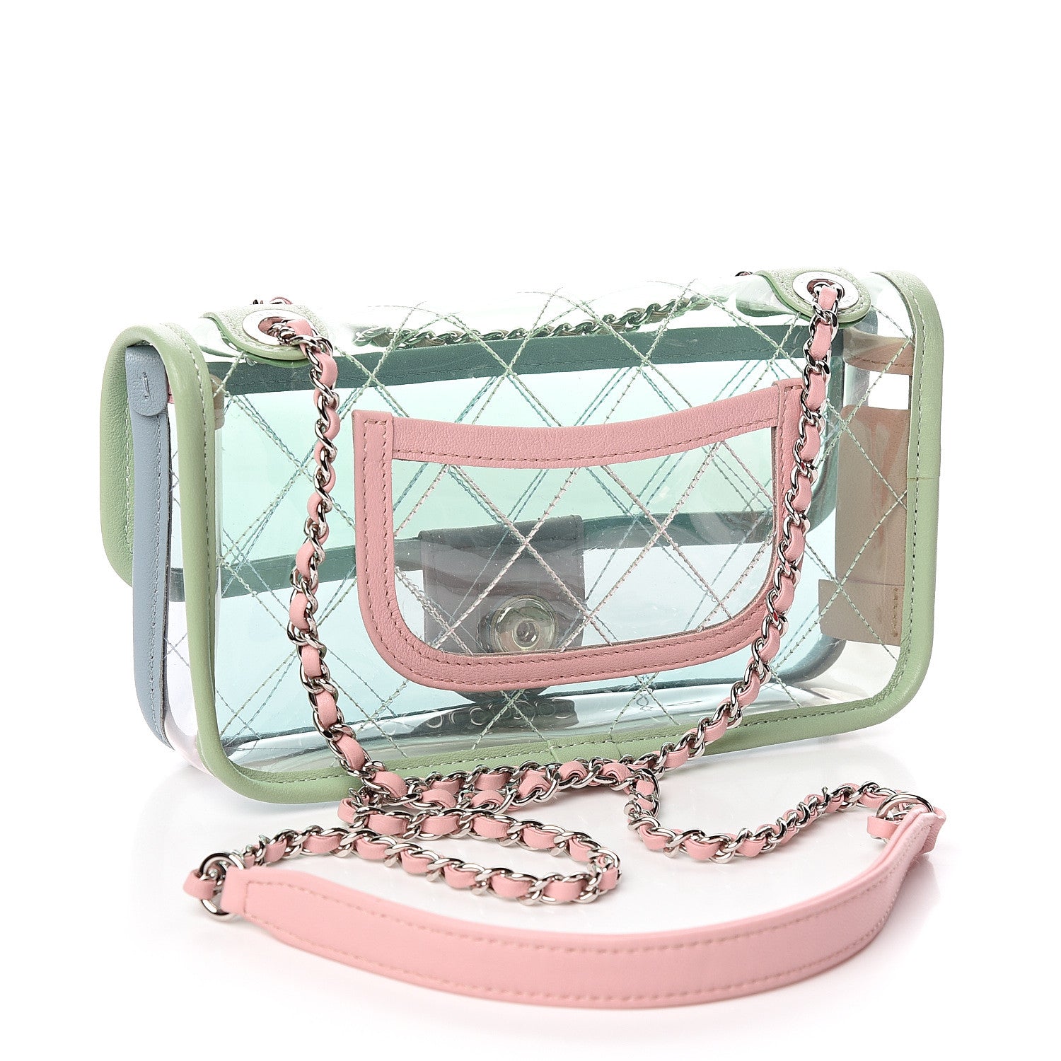 Chanel Lambskin PVC Quilted Mini Coco Splash Flap Blue Green 2 of 9