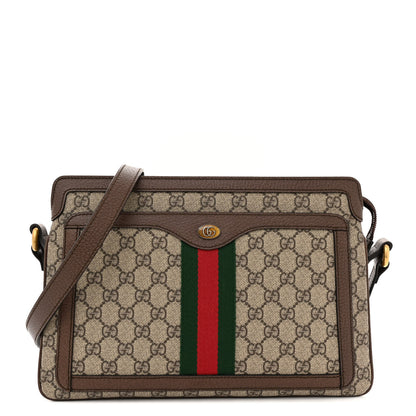 Gucci GG Supreme Monogram Web Medium Ophidia Shoulder Bag Beige New Acero 1 of 12