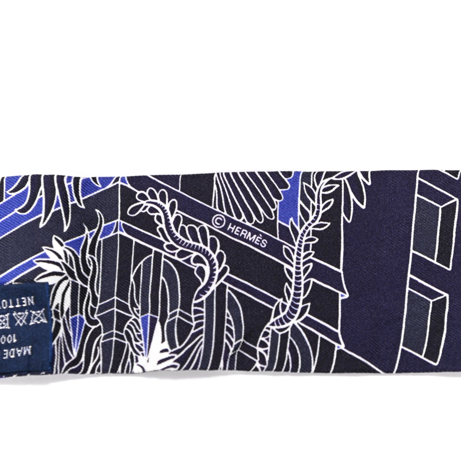Hermes Silk Animapolis Plumetis Twilly Marine Bleu Royal 3 of 3
