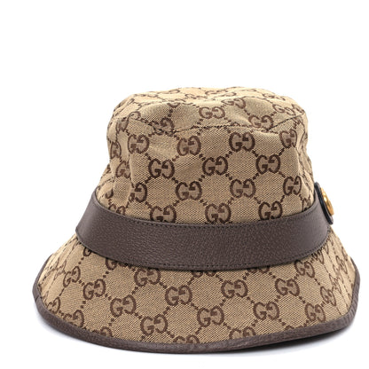Gucci Monogram Textured Dollar Calfskin GG Jago Bucket Hat S Cacao Beige 6 of 9