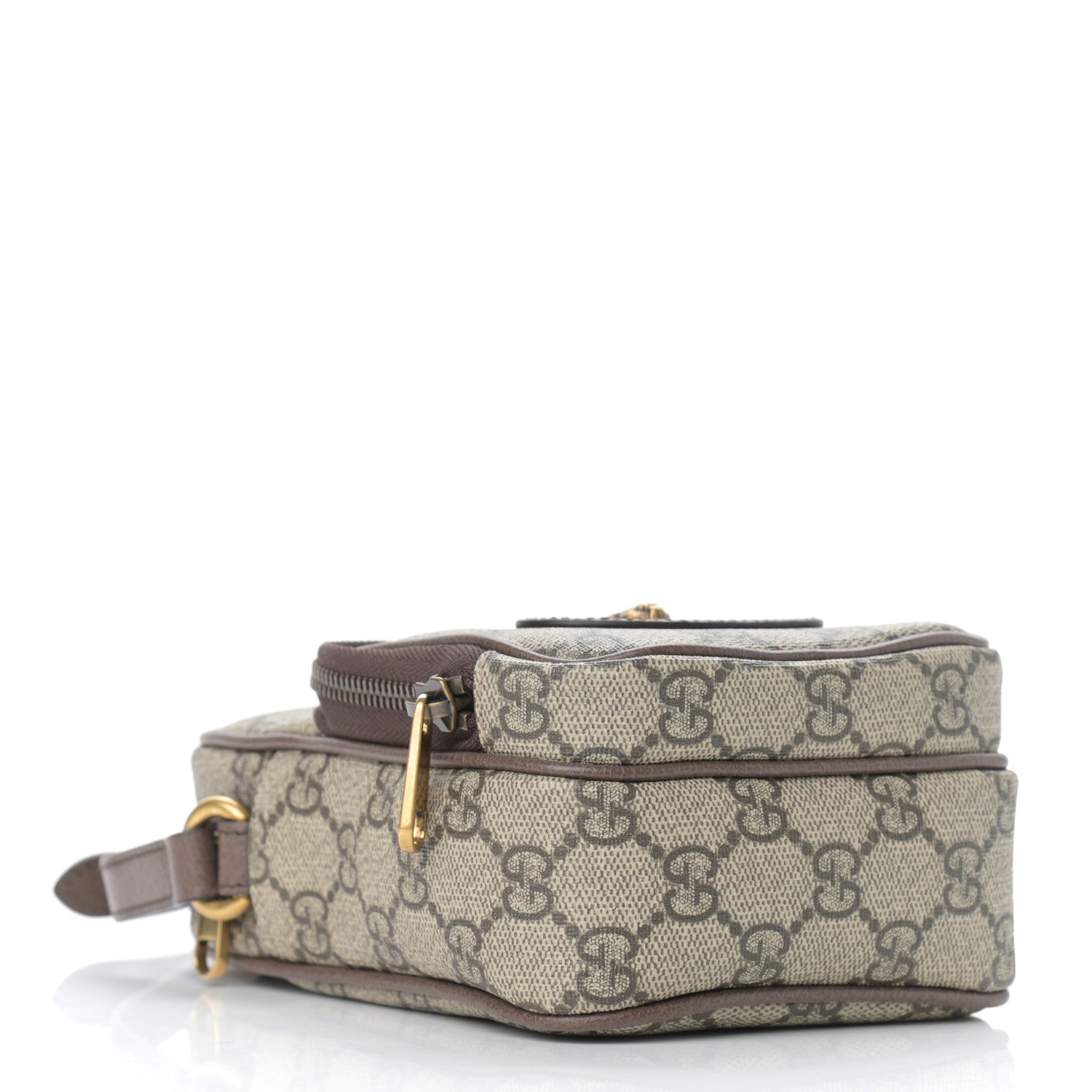 Gucci GG Supreme Monogram Mini Neo Vintage Double Zip Messenger Bag Beige New Acero Crop 4 of 10