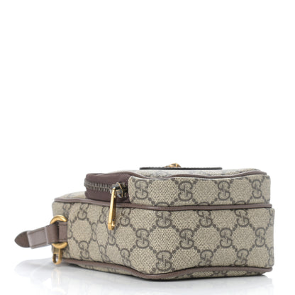 Gucci GG Supreme Monogram Mini Neo Vintage Double Zip Messenger Bag Beige New Acero Crop 4 of 10