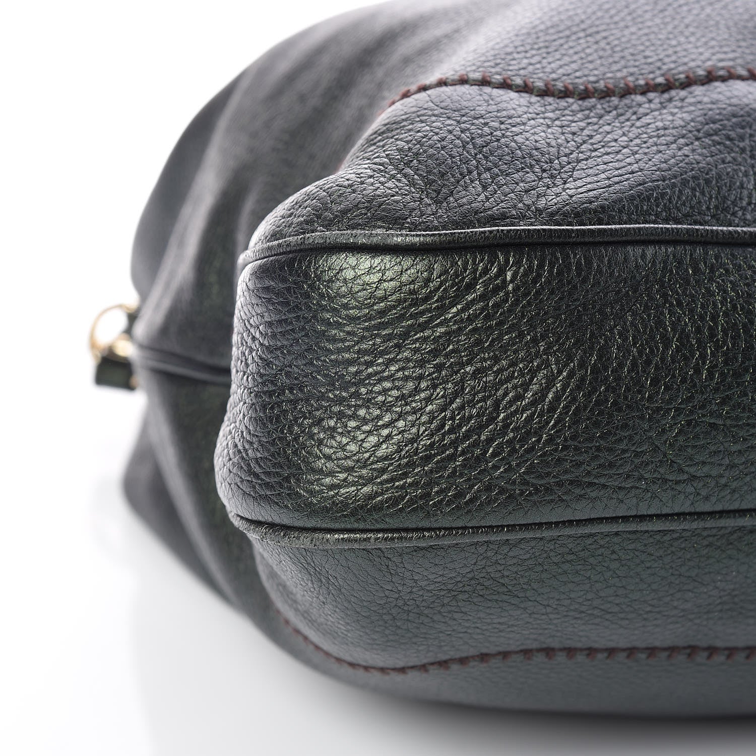 Gucci Metallic Pebbled Calfskin Large New Jackie Shoulder Bag Green 6 of 11