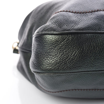 Gucci Metallic Pebbled Calfskin Large New Jackie Shoulder Bag Green 6 of 11