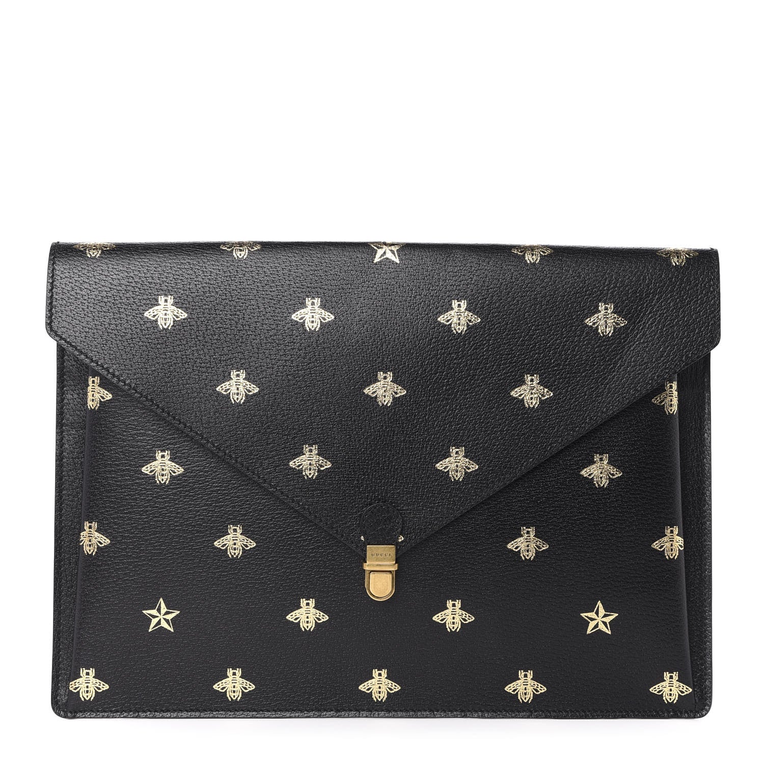 Gucci Grained Calfskin Bee Star Portfolio Black 1 of 10
