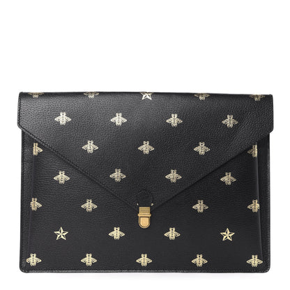 Gucci Grained Calfskin Bee Star Portfolio Black 1 of 10