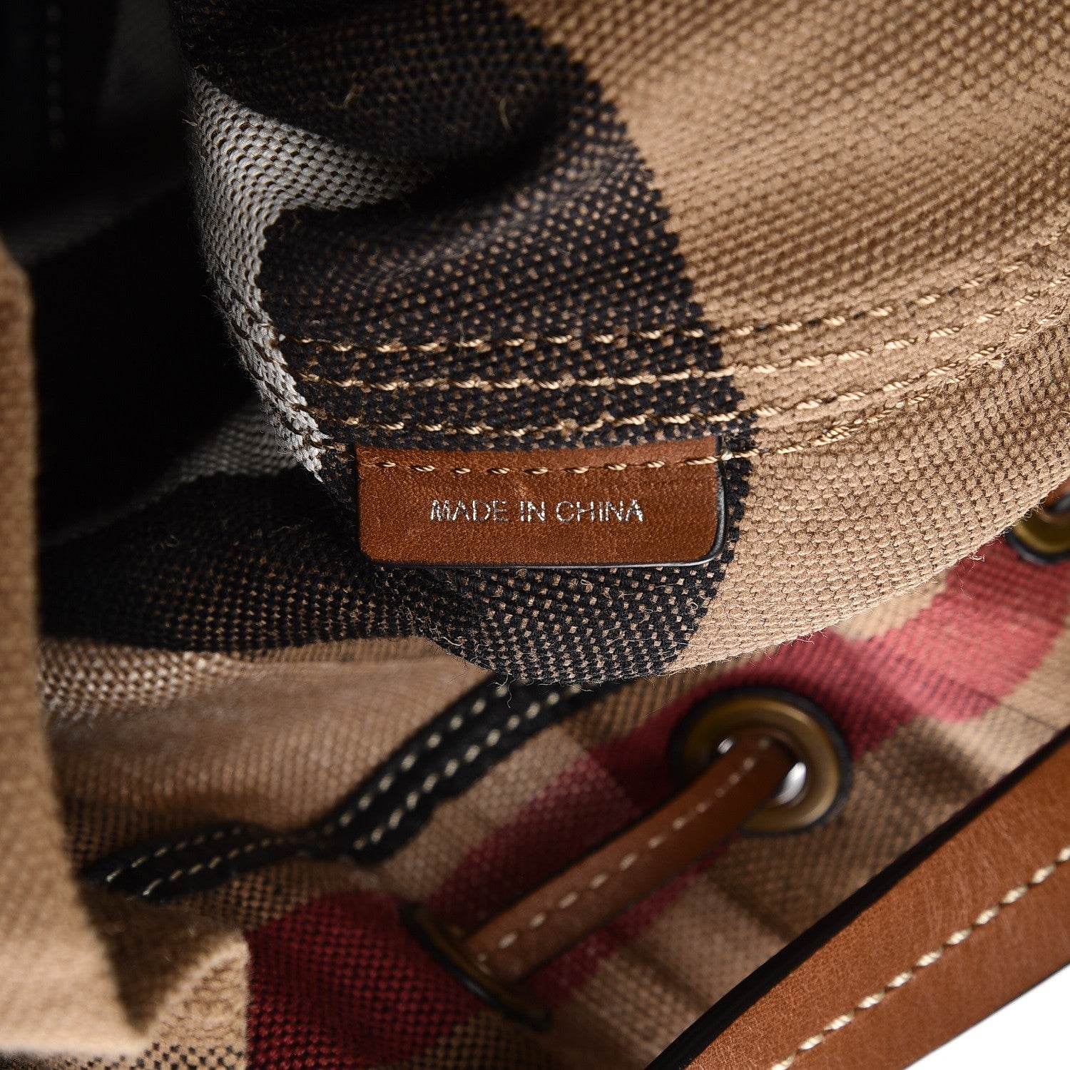 Burberry Canvas Mega Check Small Bucket Tan 9 of 11