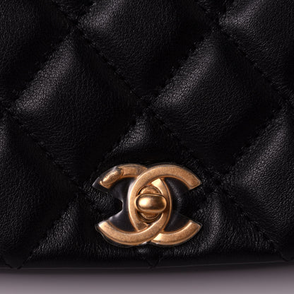 Chanel Calfskin Quilted Coco Mail Clutch With Chain Black 13 of 14