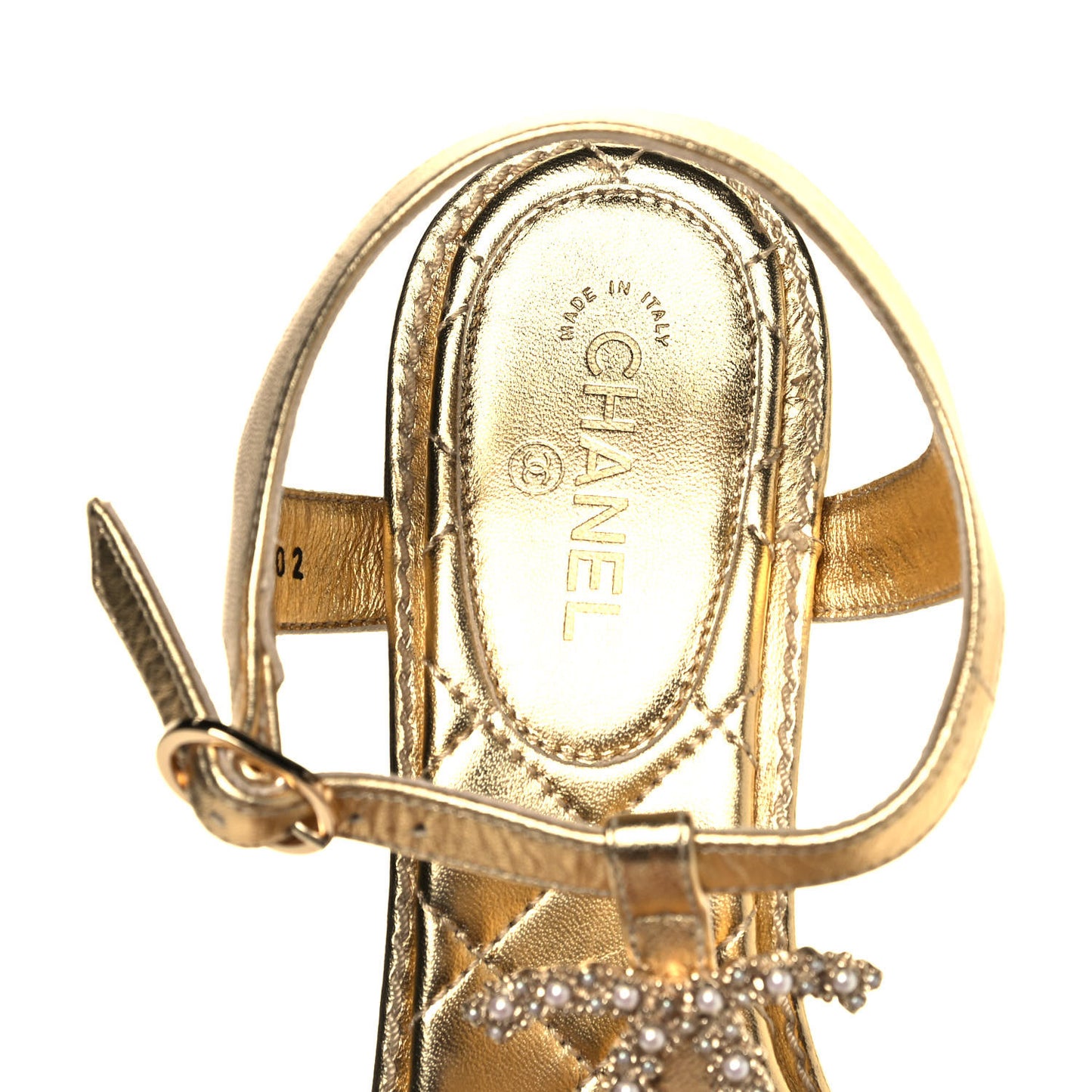 Goatskin Fantasy CC Pearl Thong Sandals 37 Gold