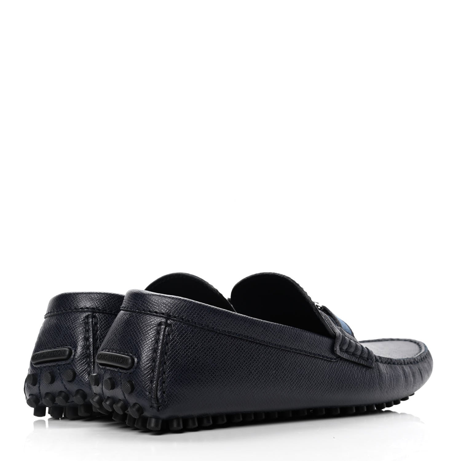 Louis Vuitton Taiga Mens Hockenheim Moccasin Loafers 7.5 Blue Marine 3 of 4