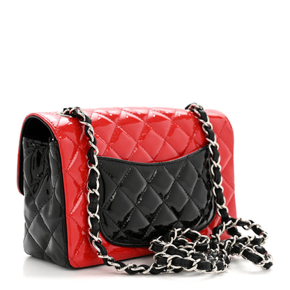 Chanel Patent Calfskin Quilted Bi-Color Mini Rectangular Flap Red Black 3 of 14