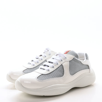 Prada Vernice Soft Mesh America's Cup Biker Sneakers 36 White Argento 4 of 8