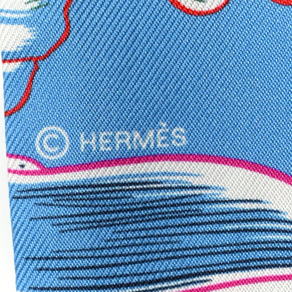 Hermes Silk Dress Code Twilly Bleu Azur White Rose 4 of 4