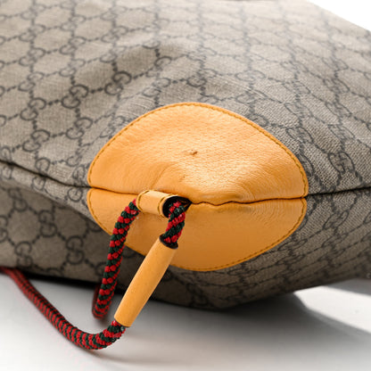 Gucci GG Supreme Monogram Neo Vintage Drawstring Backpack Beige New Acero Crop 9 of 10
