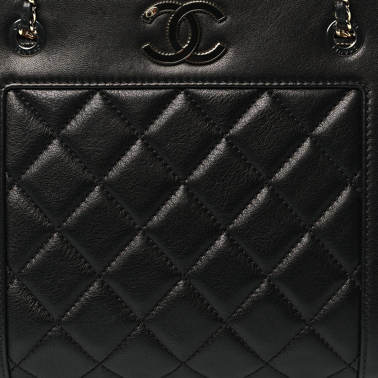 Chanel Sheepskin Quilted Small Mademoiselle Vintage Shopping Tote Black 8 of 10