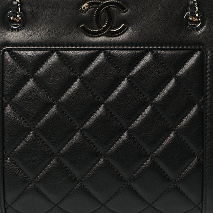 Chanel Sheepskin Quilted Small Mademoiselle Vintage Shopping Tote Black 8 of 10