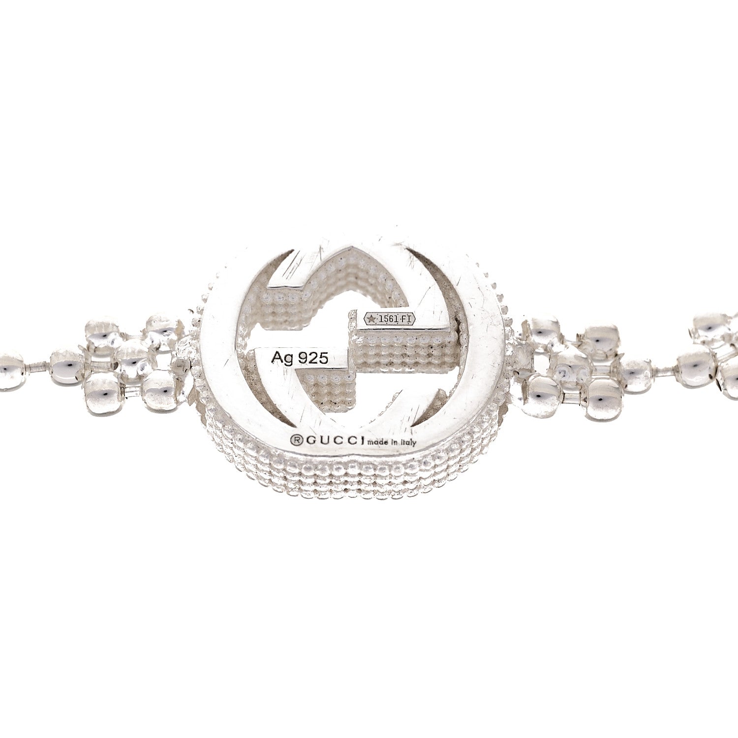 Gucci Sterling Silver Interlocking GG Beaded Flower Bracelet