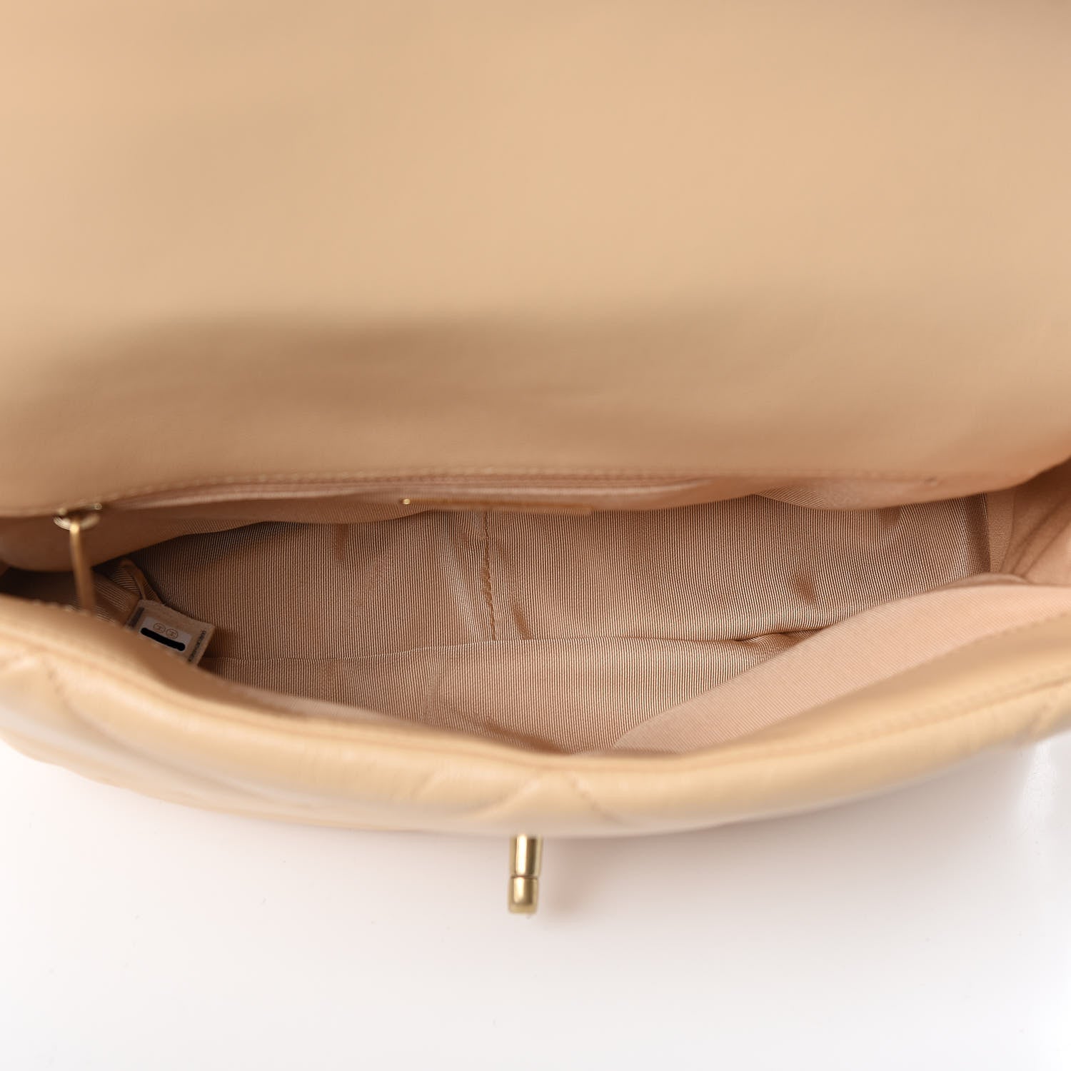 Chanel Shiny Goatskin Quilted Large 19 Flap Beige 5 of 11