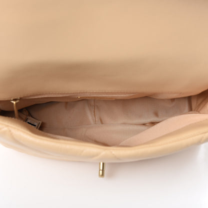 Chanel Shiny Goatskin Quilted Large 19 Flap Beige 5 of 11