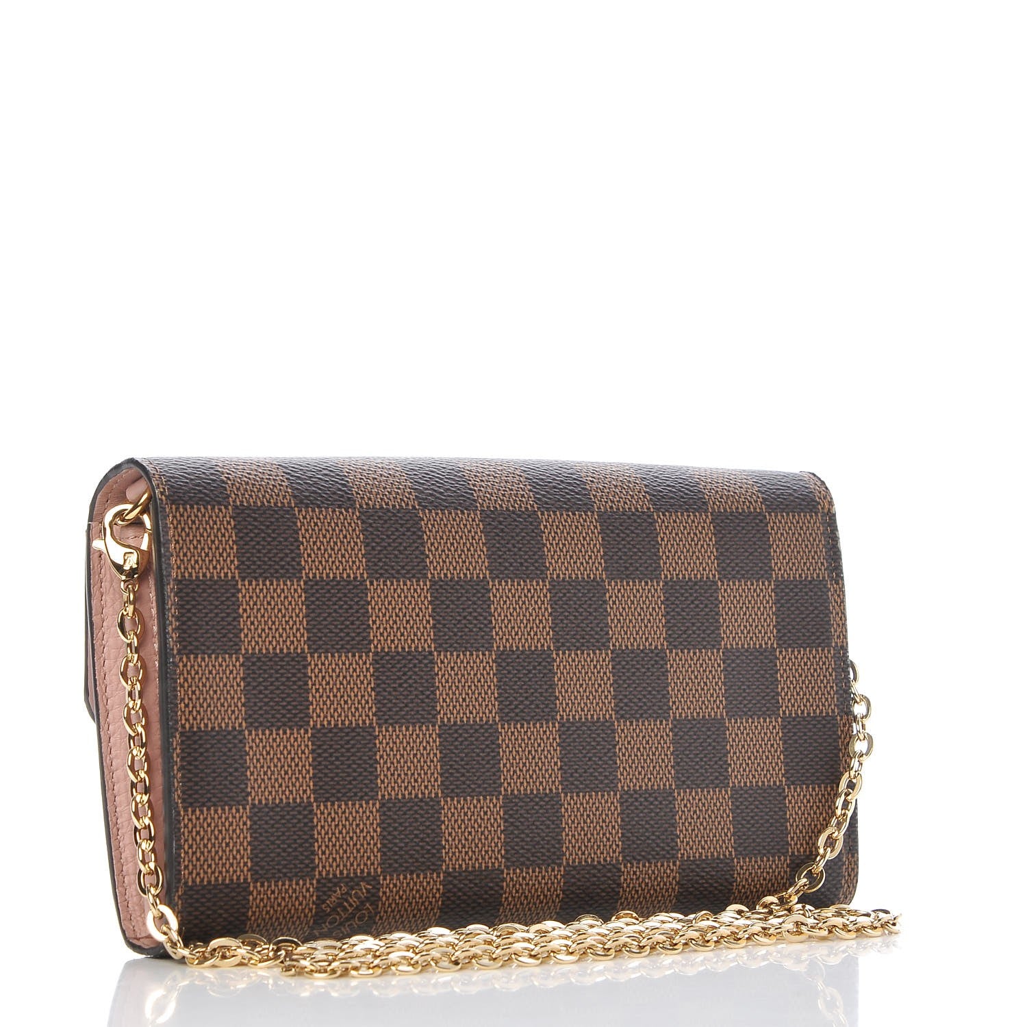 Louis Vuitton Damier Ebene Croisette Chain Wallet Rose Ballerine 3 of 8