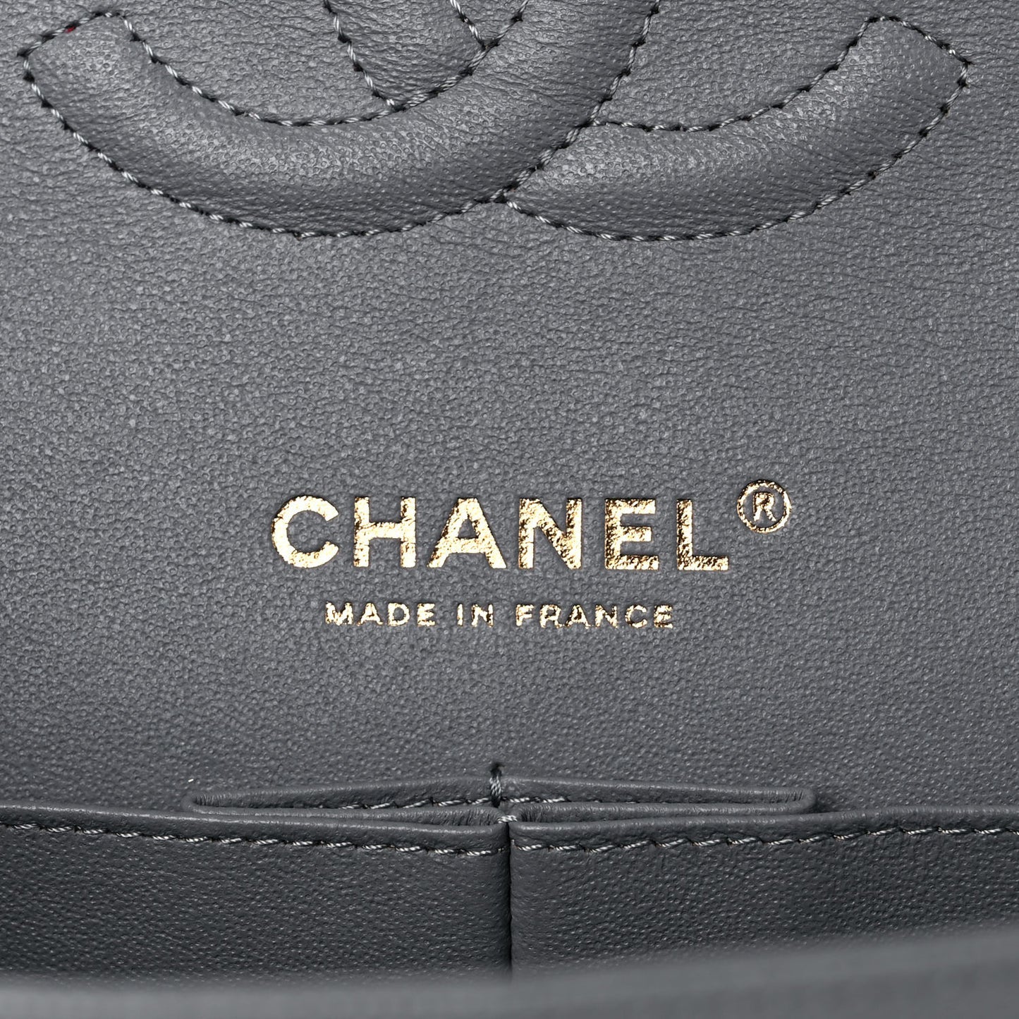 Caviar Quilted Medium Double Flap Grey