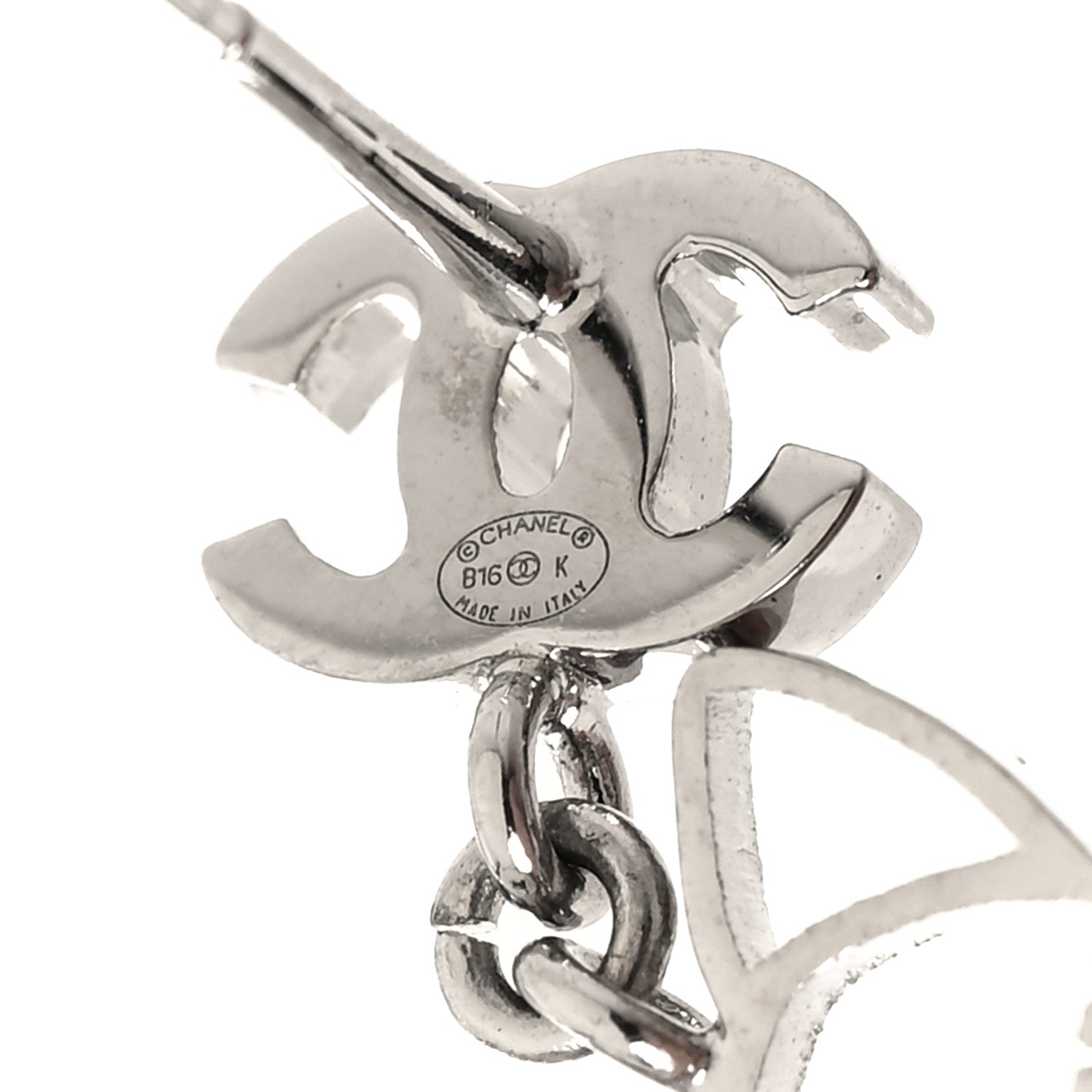Chanel Crystal Emoji Choupette Cat CC Earrings Silver 4 of 4