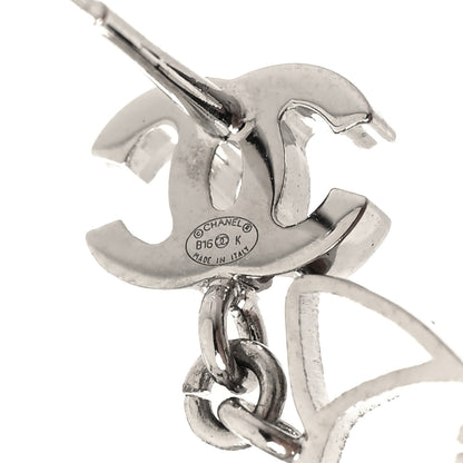 Chanel Crystal Emoji Choupette Cat CC Earrings Silver 4 of 4