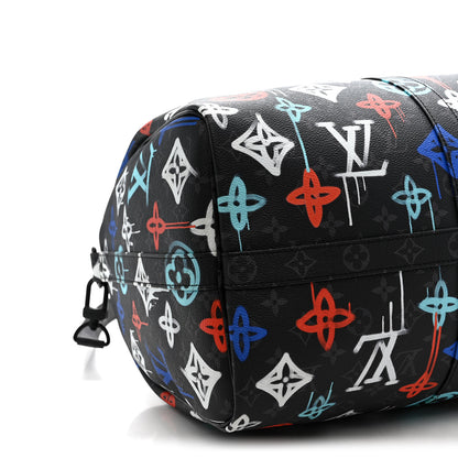 Louis Vuitton Monogram Eclipse LV Graffiti Keepall Bandouliere 50 Multicolor 7 of 9