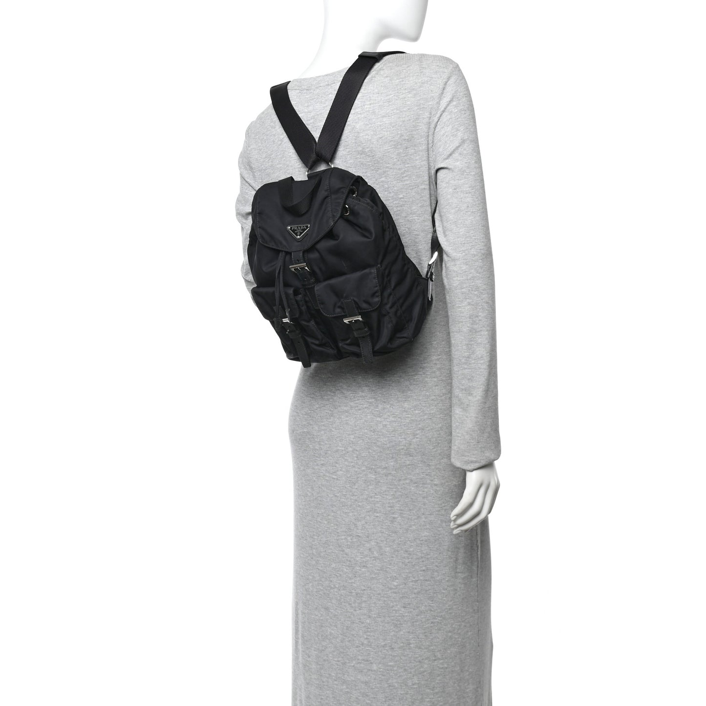 Tessuto Nylon Saffiano Small Backpack Black